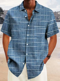 Damon Grid Line Print Short Sleeve Shirt