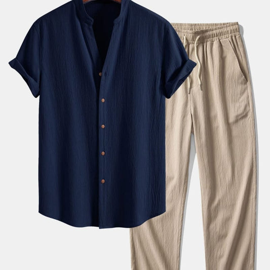 Nolan Band Collar Shirt and Trouser Set_1