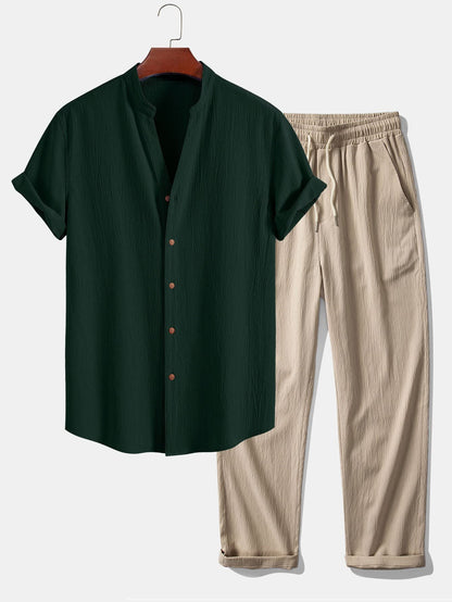 Nolan Band Collar Shirt and Trouser Set_3