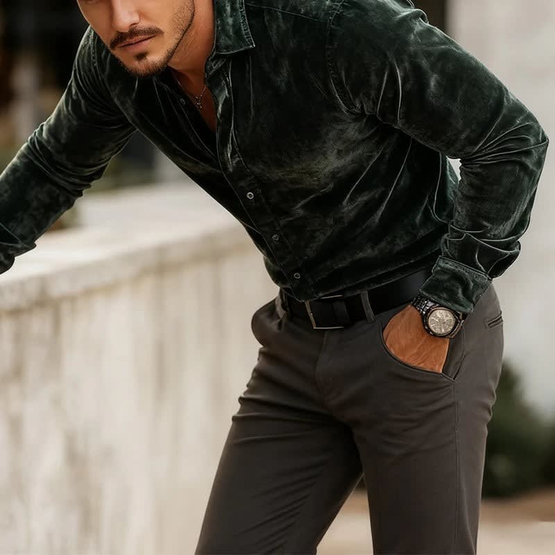 Alonzo Velvet Long Sleeve Shirt