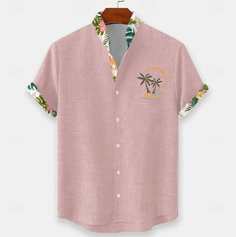 Arran Palm Embroidery Short Sleeve Shirt