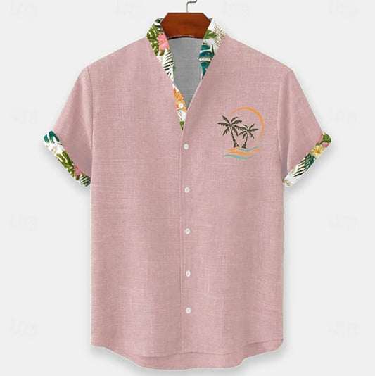 Arran Palm Embroidery Short Sleeve Shirt_1