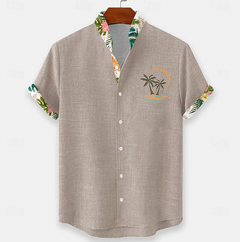 Arran Palm Embroidery Short Sleeve Shirt
