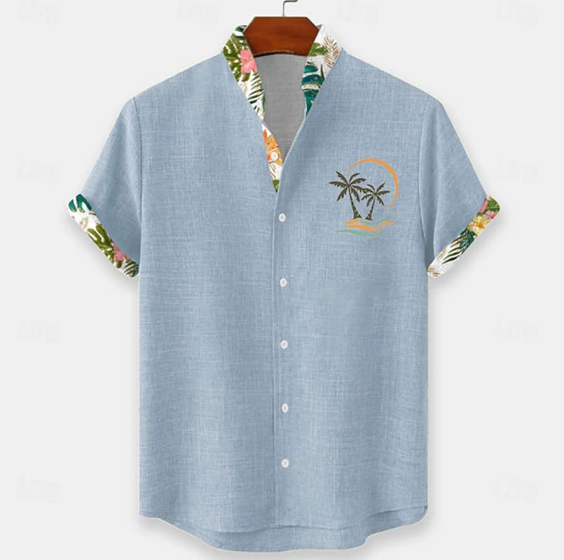 Arran Palm Embroidery Short Sleeve Shirt