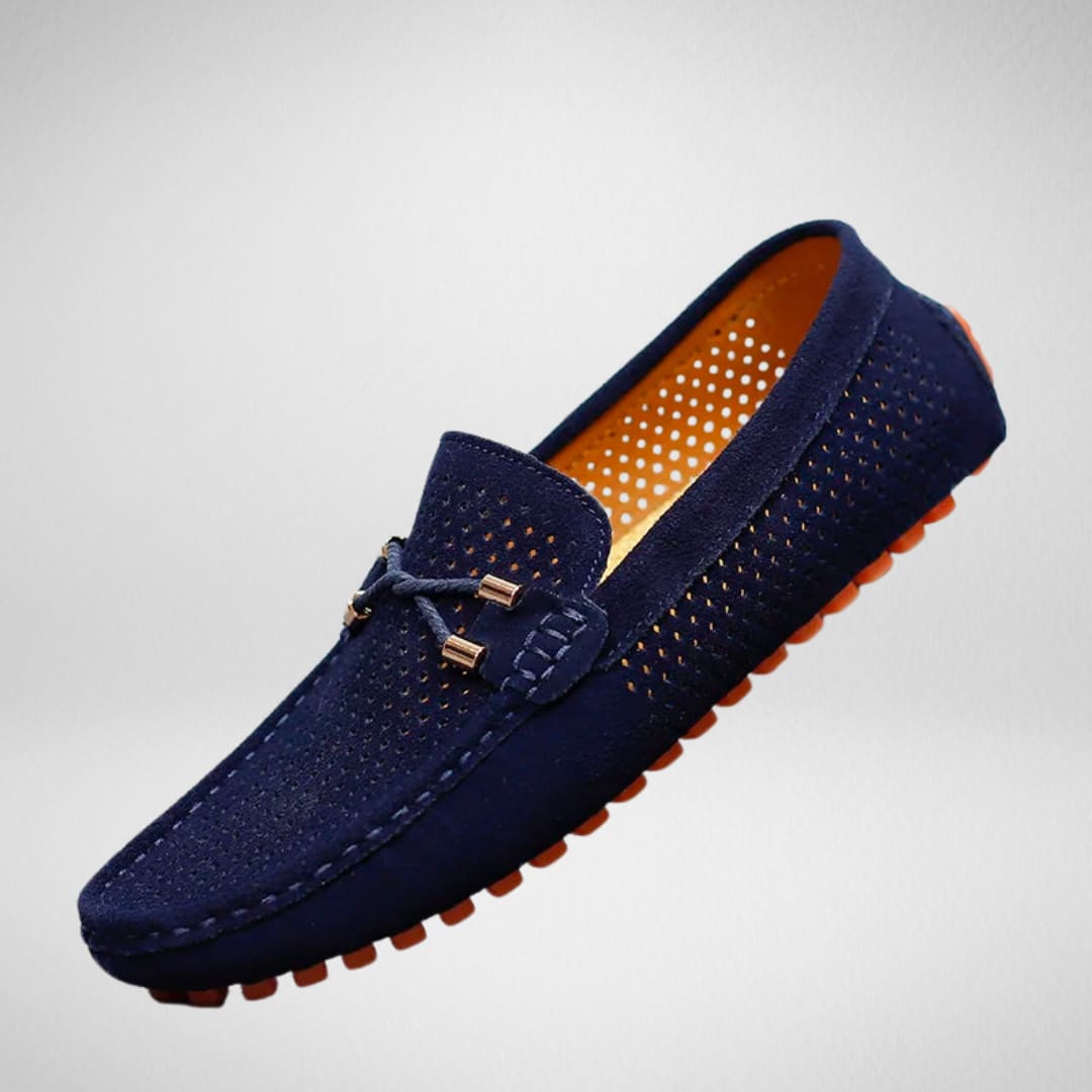 Aiden Perforated Suede Driving Loafers_1