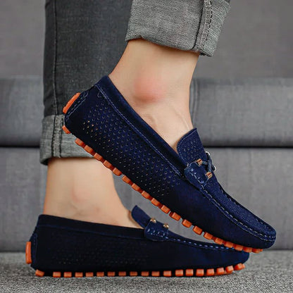 Aiden Perforated Suede Driving Loafers_2
