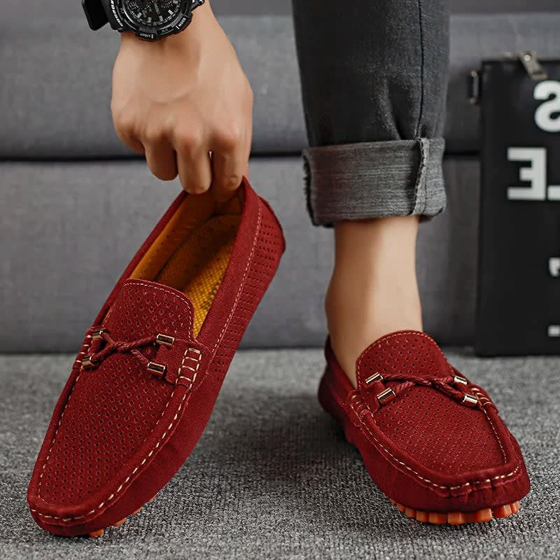 Aiden Perforated Suede Driving Loafers_3