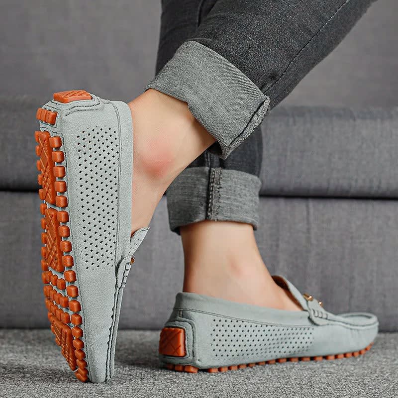 Aiden Perforated Suede Driving Loafers_4