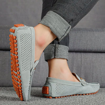 Aiden Perforated Suede Driving Loafers_4