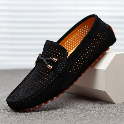 Aiden Perforated Suede Driving Loafers_5
