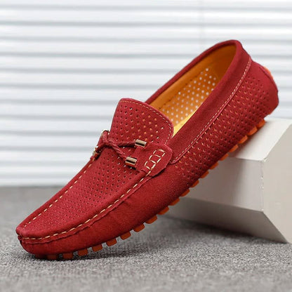 Aiden Perforated Suede Driving Loafers_8