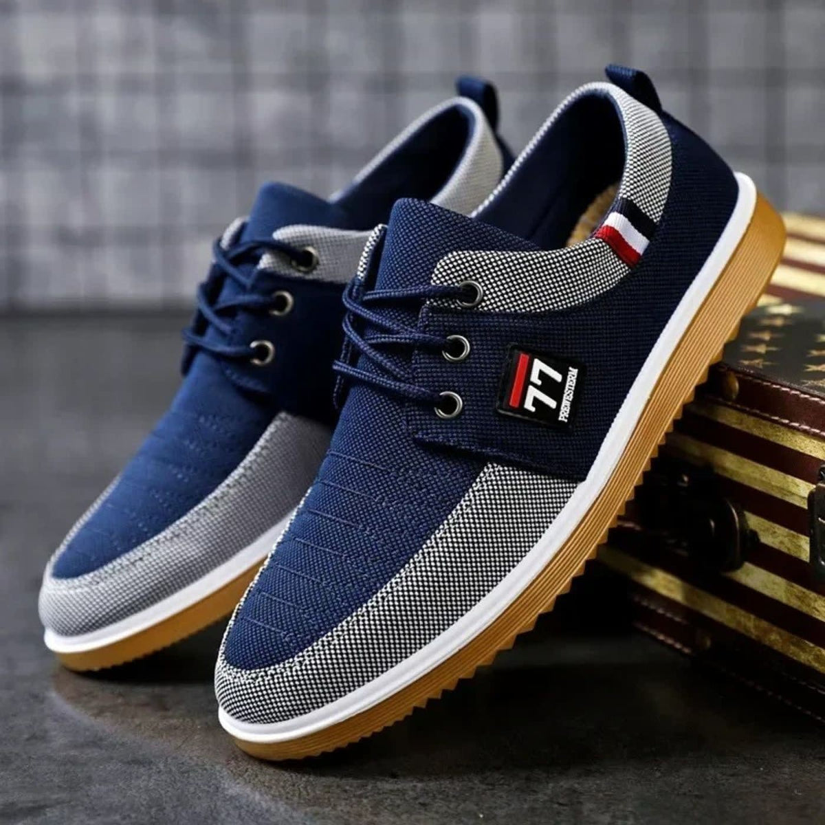 Landon Two Tone Canvas Lace Up Sneakers