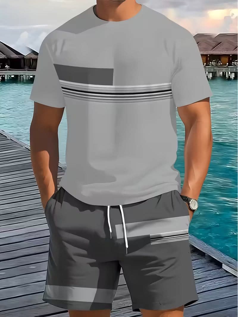Gabriel Striped T-Shirt And Shorts Set_1