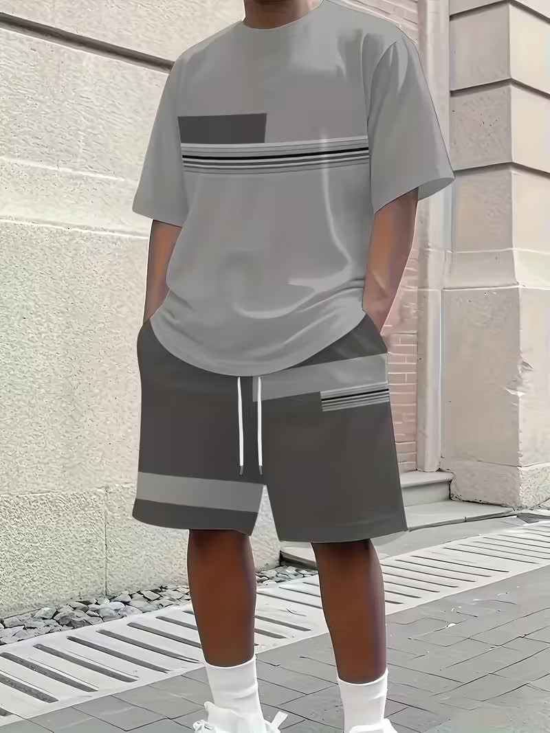 Gabriel Striped T-Shirt And Shorts Set_3