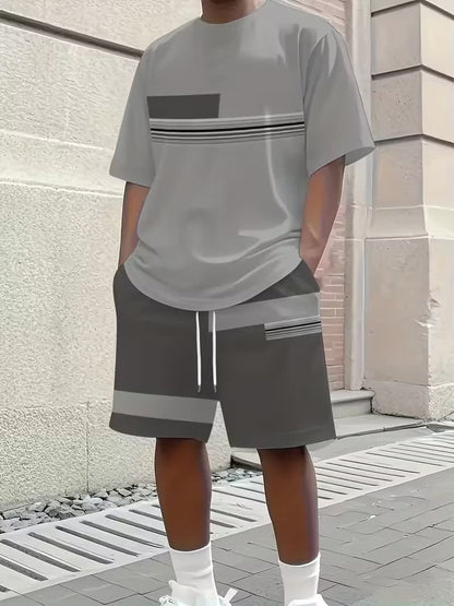 Gabriel Striped T-Shirt And Shorts Set_3