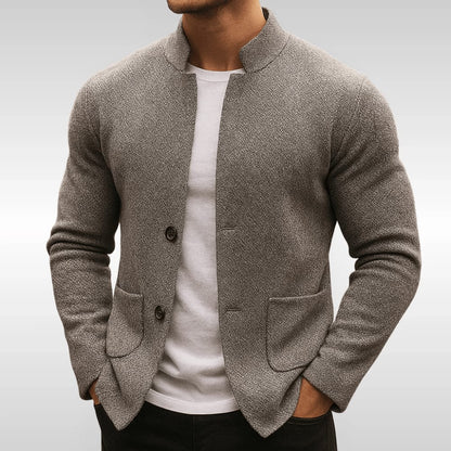 Edward Textured Knit Stand Collar Cardigan_1