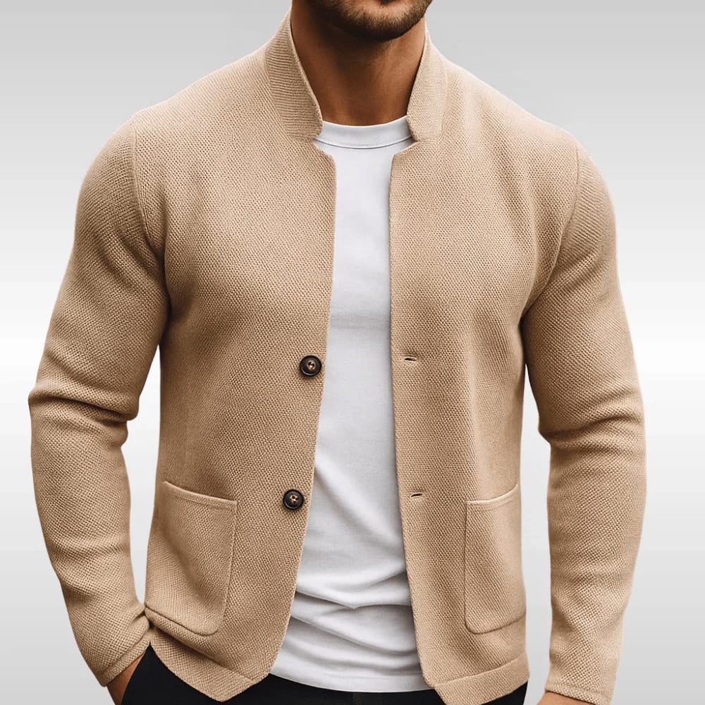 Edward Textured Knit Stand Collar Cardigan_3