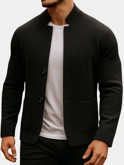 Edward Textured Knit Stand Collar Cardigan_4
