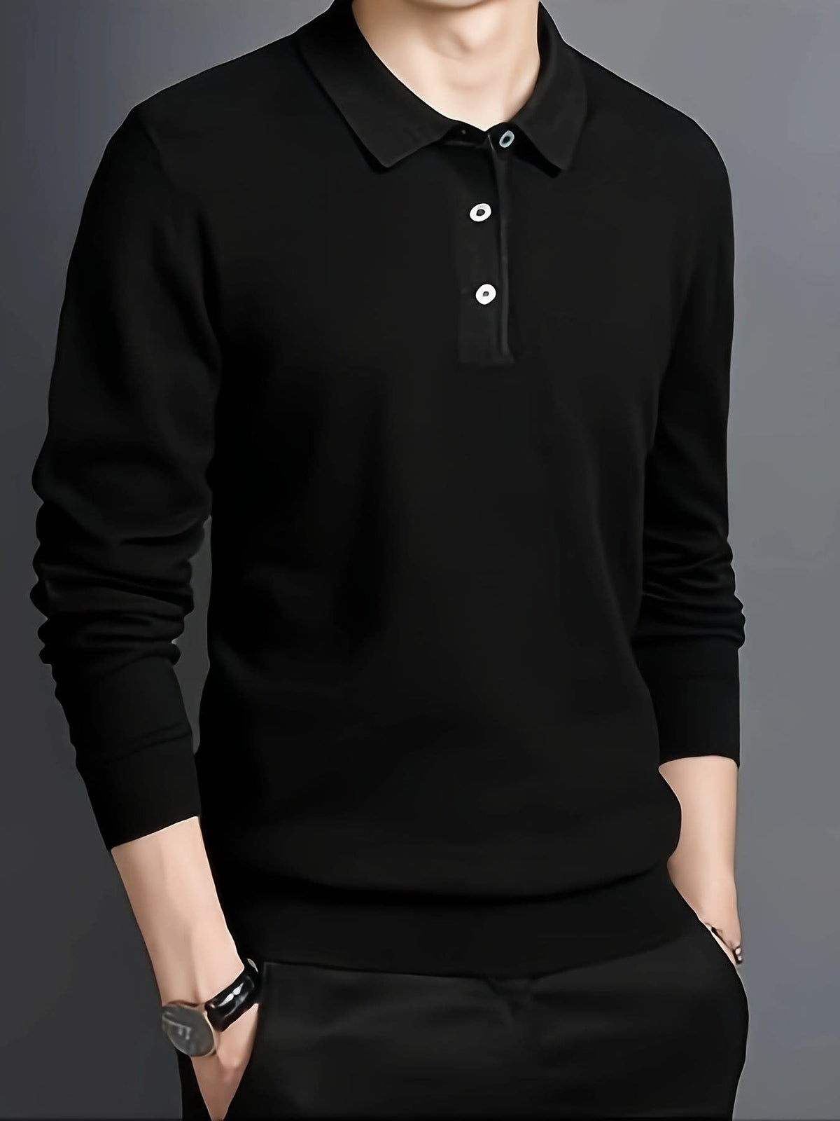 Kasper Fine Knit Long Sleeve Polo