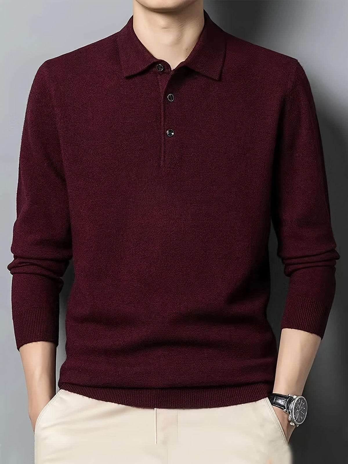 Kasper Fine Knit Long Sleeve Polo