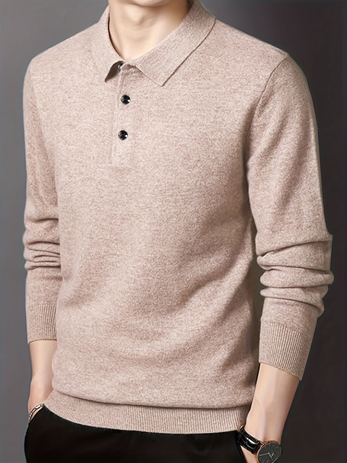 Kasper Fine Knit Long Sleeve Polo