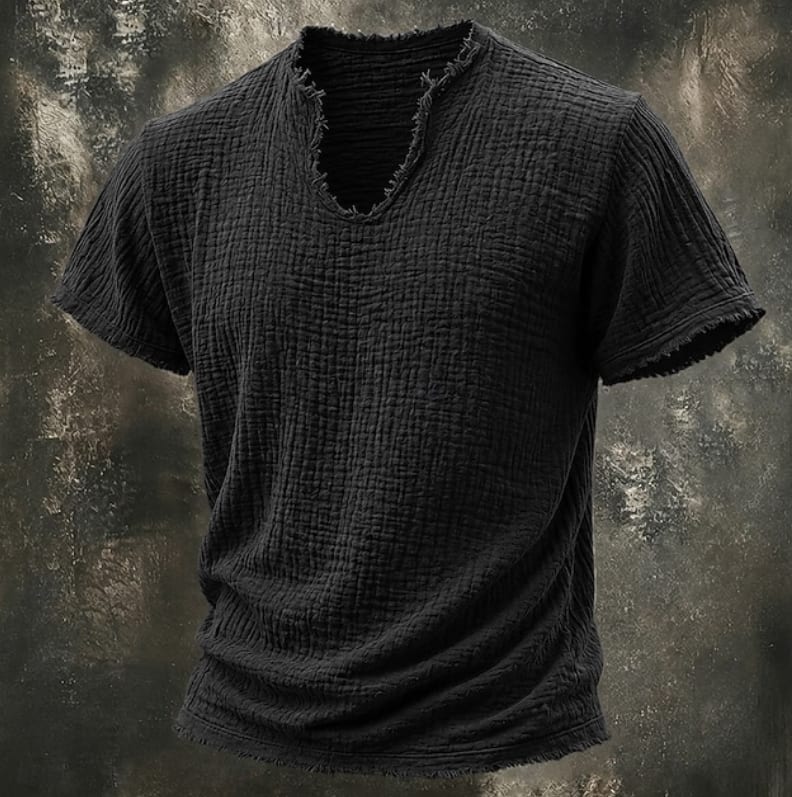 Abbott Crinkle Texture V Neck T-Shirt