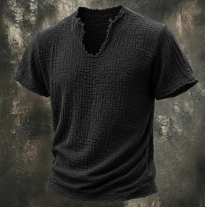 Abbott Crinkle Texture V Neck T-Shirt_2