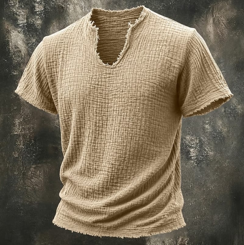 Abbott Crinkle Texture V Neck T-Shirt