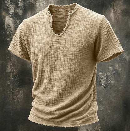 Abbott Crinkle Texture V Neck T-Shirt_4