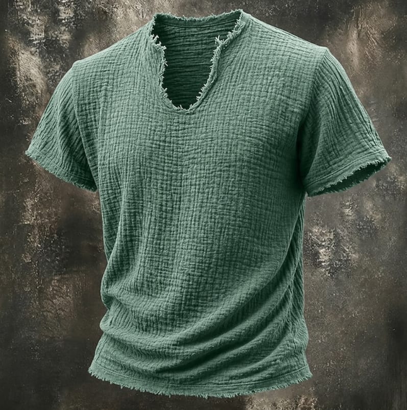 Abbott Crinkle Texture V Neck T-Shirt