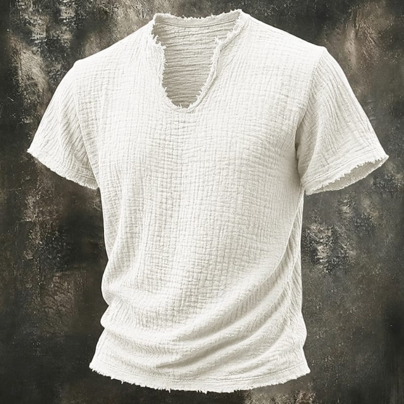 Abbott Crinkle Texture V Neck T-Shirt