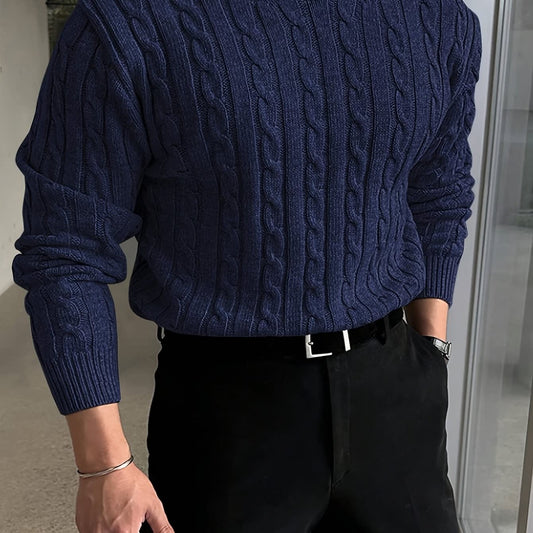 Davenport Cable Knit Crew Neck Sweater_1