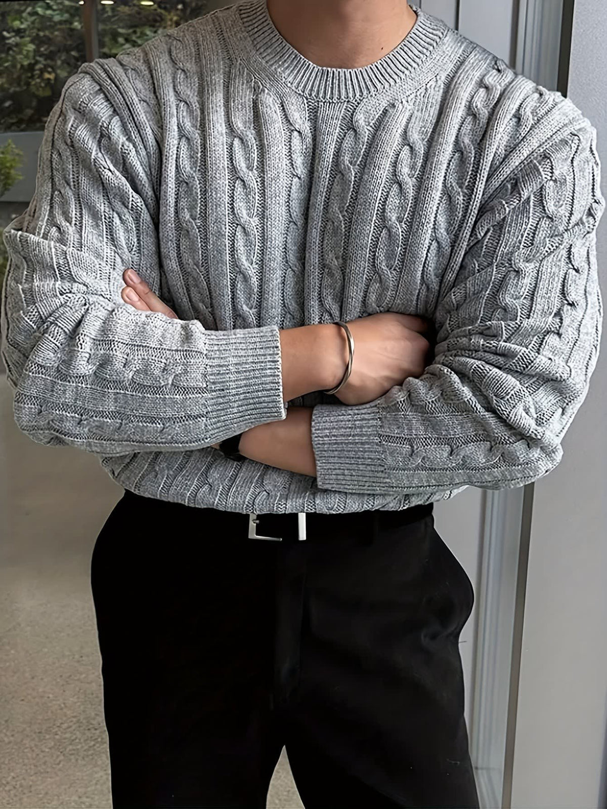 Davenport Cable Knit Crew Neck Sweater