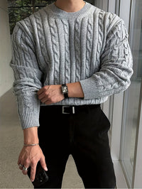 Davenport Cable Knit Crew Neck Sweater