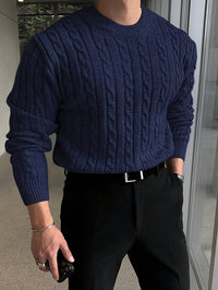 Davenport Cable Knit Crew Neck Sweater