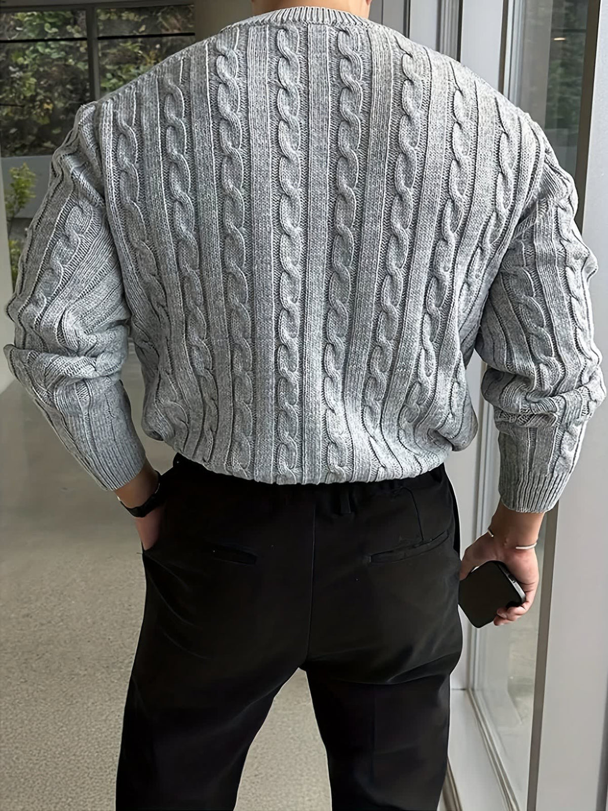 Davenport Cable Knit Crew Neck Sweater
