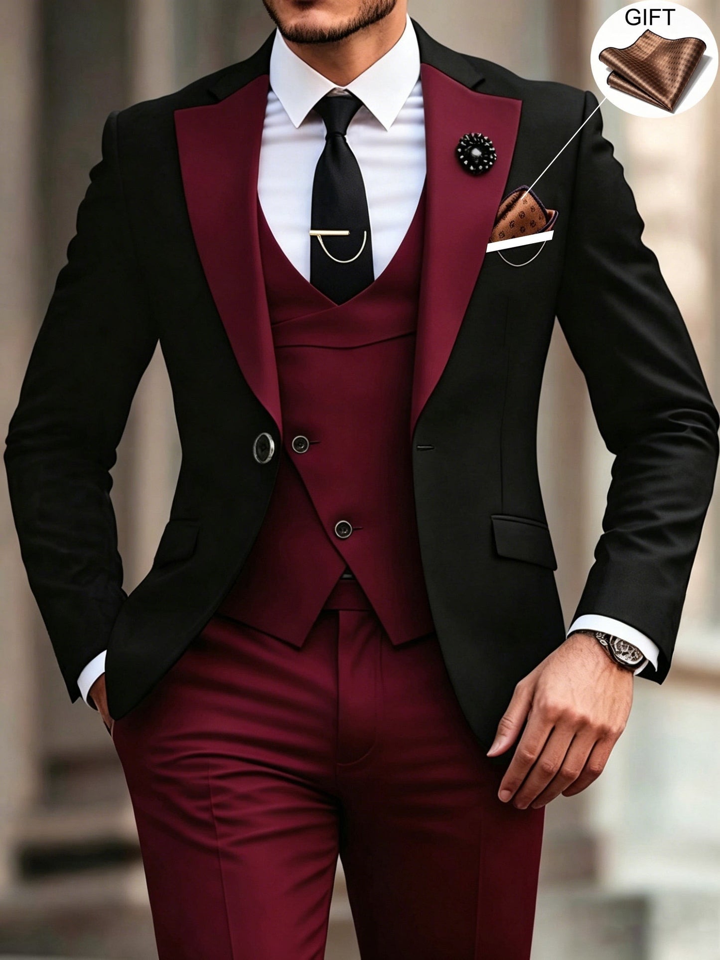 Morrison Peak Lapel Three Piece Suit_1