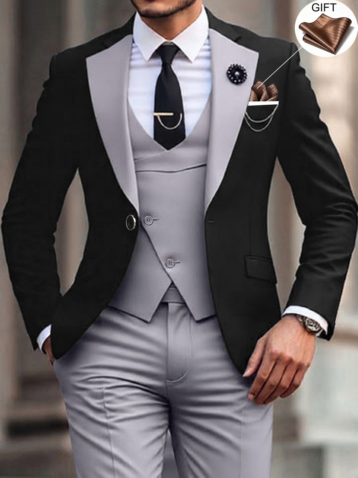 Morrison Peak Lapel Three Piece Suit_2