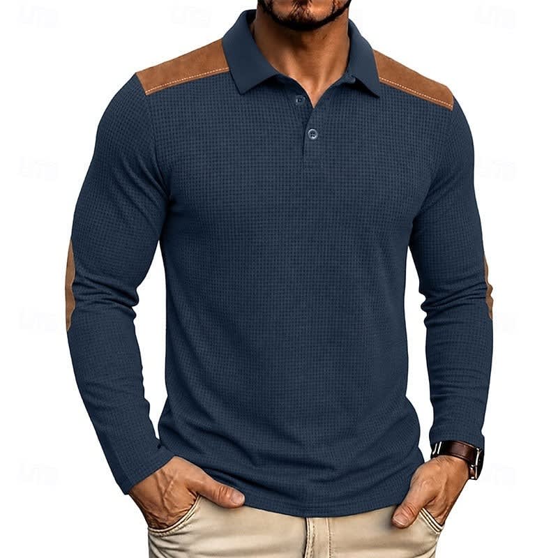 Hyde Waffle Knit Long Sleeve Polo