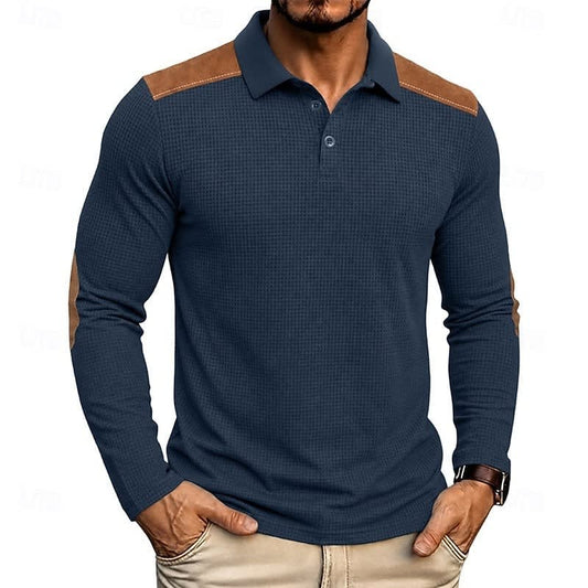 Hyde Waffle Knit Long Sleeve Polo_1