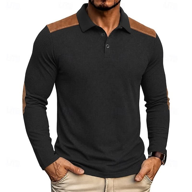 Hyde Waffle Knit Long Sleeve Polo