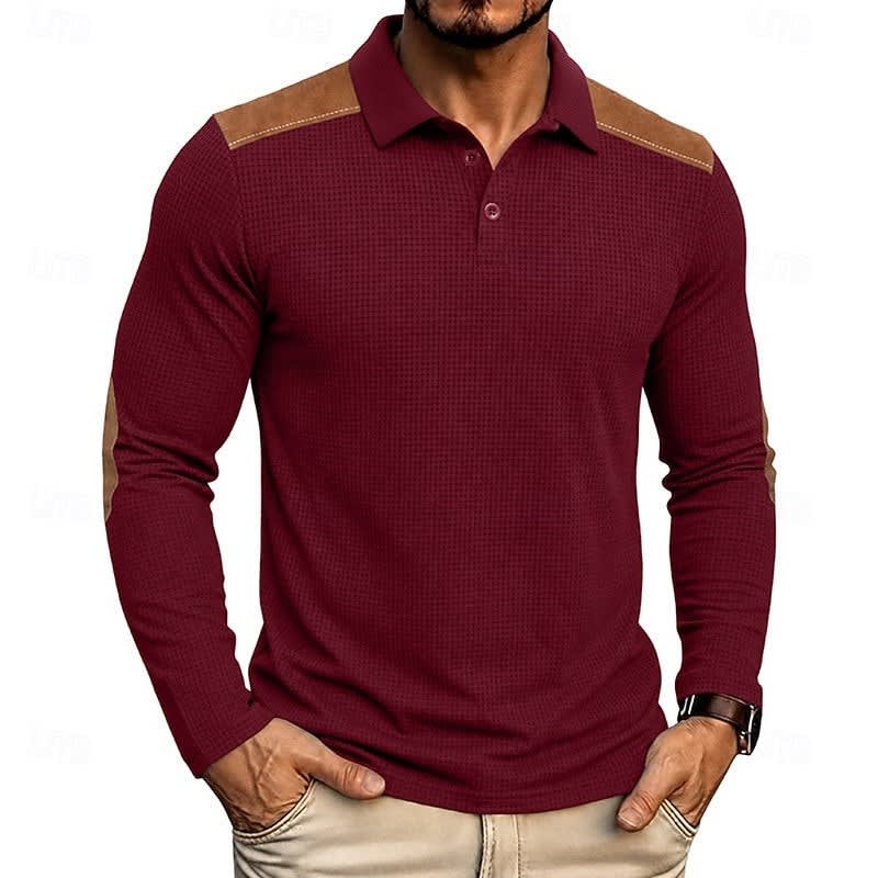 Hyde Waffle Knit Long Sleeve Polo