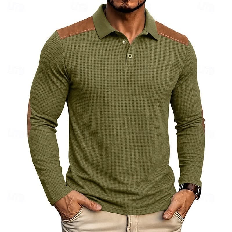Hyde Waffle Knit Long Sleeve Polo