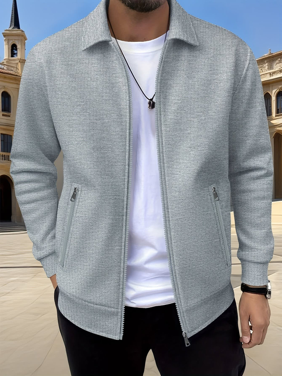 Isidore Textured Knit Zip Front Jacket
