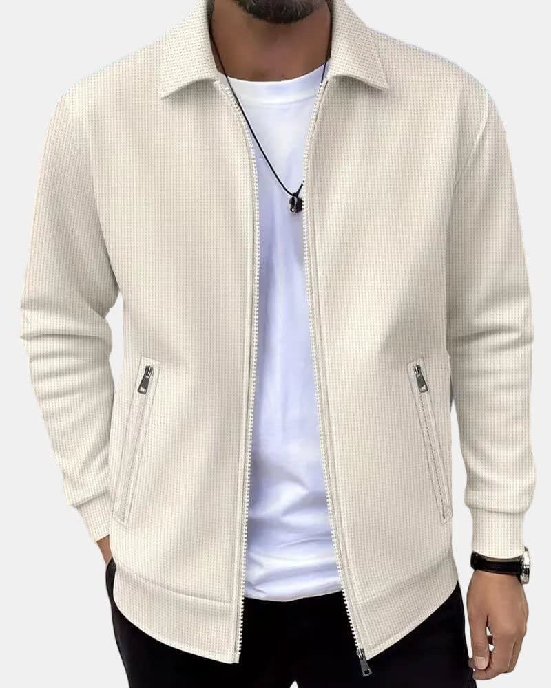Beau Waffle Knit Zip Up Jacket