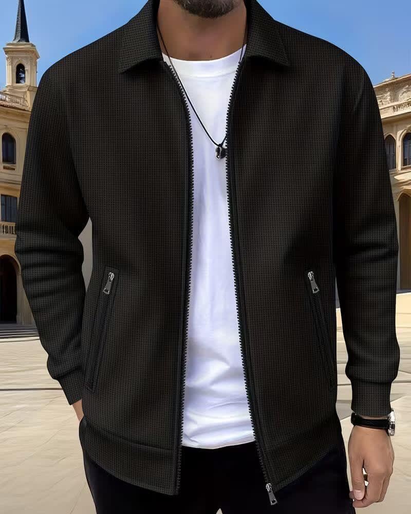 Beau Waffle Knit Zip Up Jacket