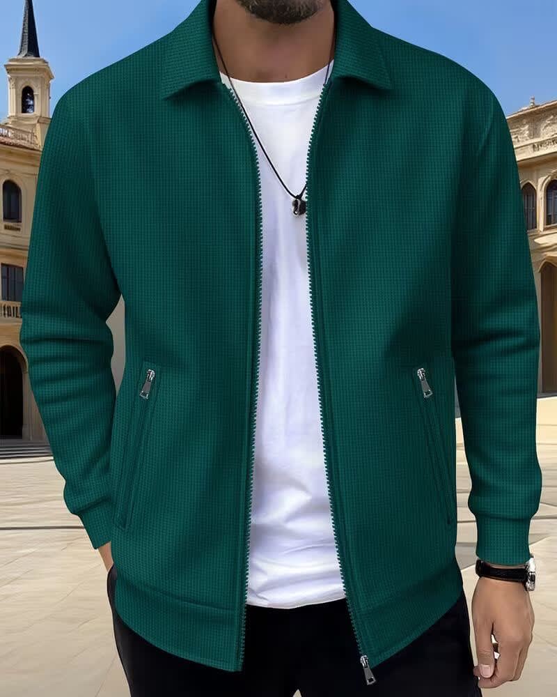 Beau Waffle Knit Zip Up Jacket