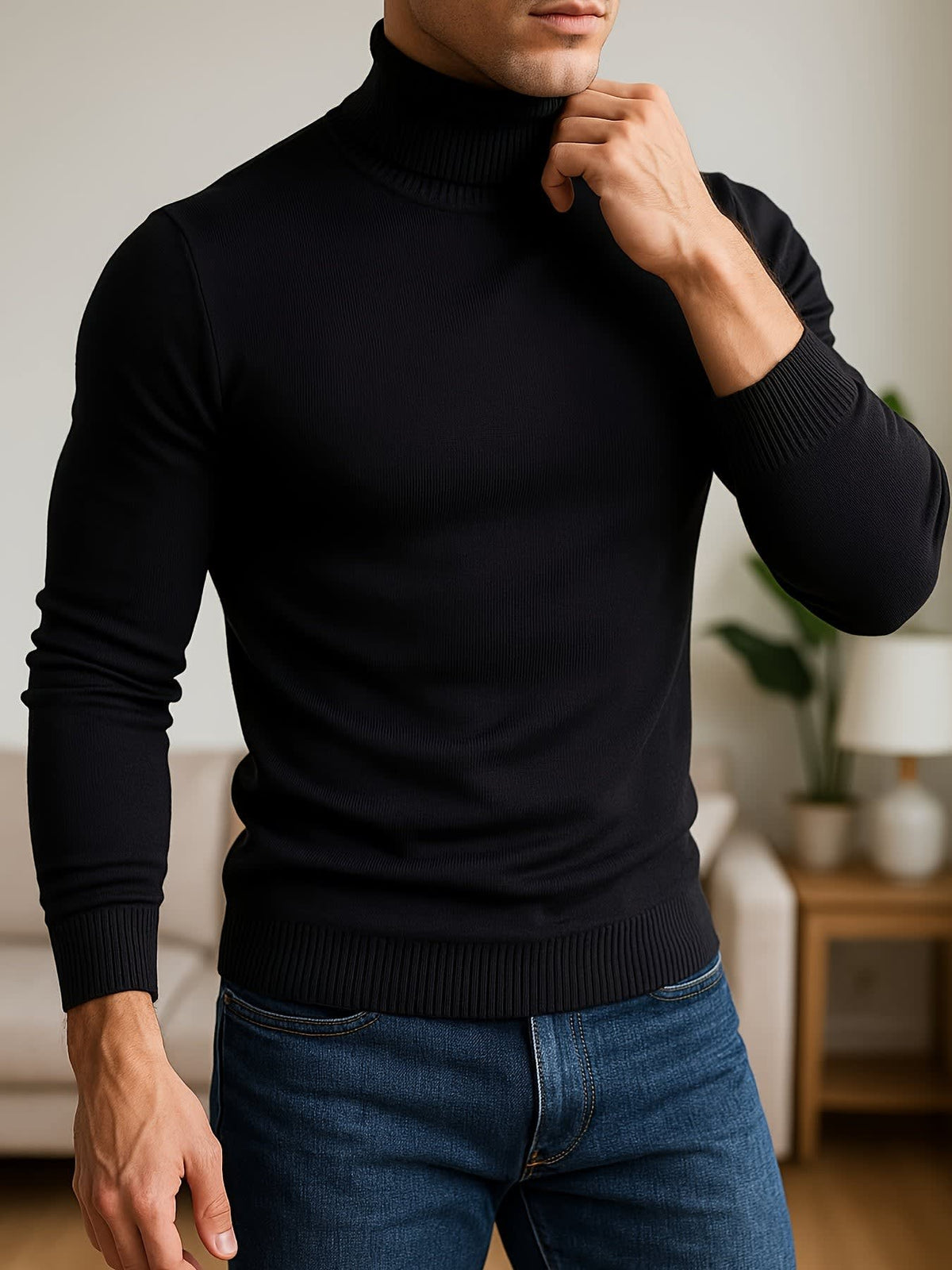 Karl Fine Knit Roll Neck Sweater