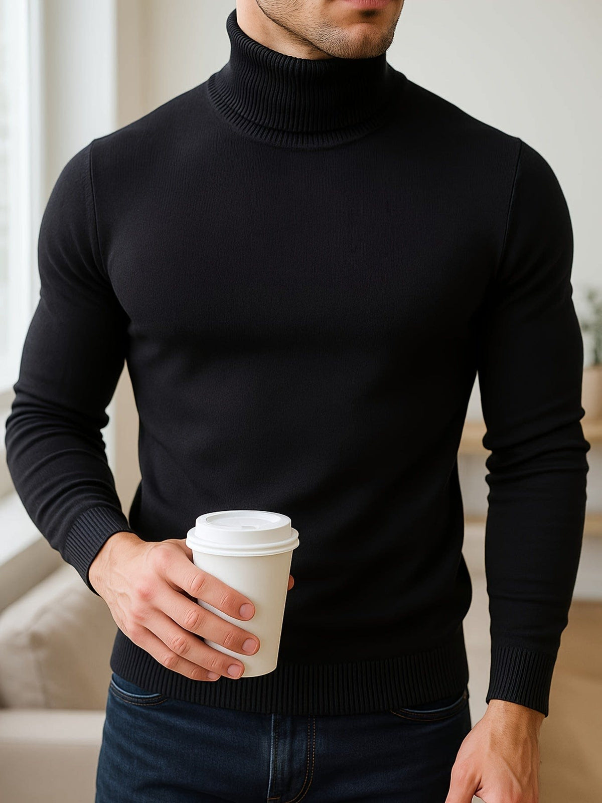 Karl Fine Knit Roll Neck Sweater