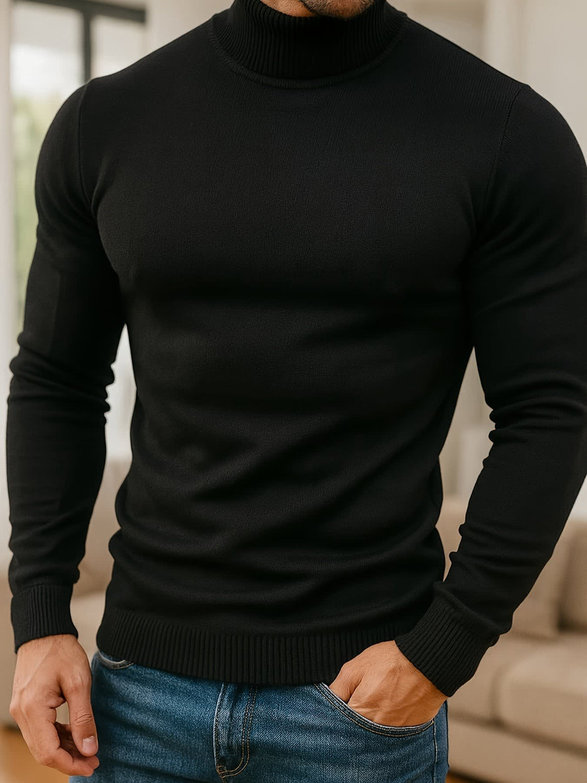 Karl Fine Knit Roll Neck Sweater